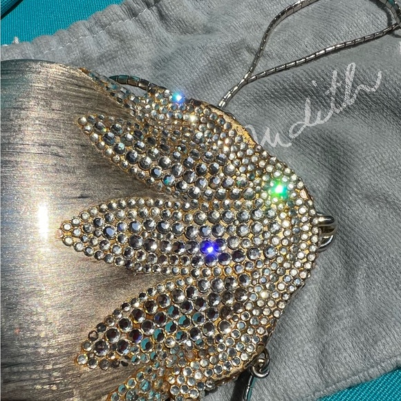 RARE JUDITH LEIBER VINTAGE GOLD WITH CRYSTALS EVENING BAG - Picture 12 of 14